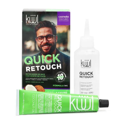 KUUL QUICK RETOUCH CASTAÑO OSCURO TINTE PERMANENTE COBERTURA EN 10 MINUTOS PARA CABELLO, BARBA Y BIGOTE 50ml